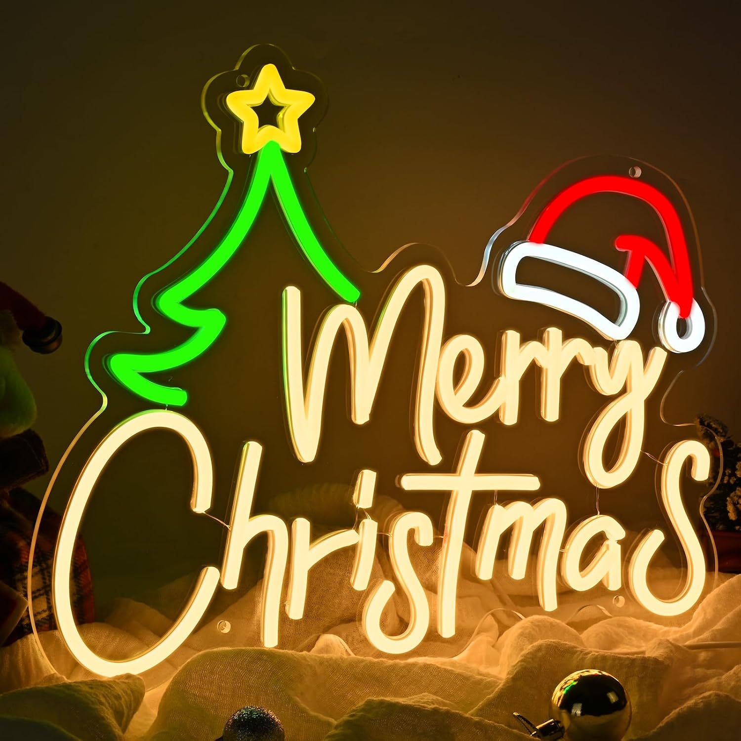Neon Sign Party - Lampu Neon Bertema Natal, Ditenagai USB,