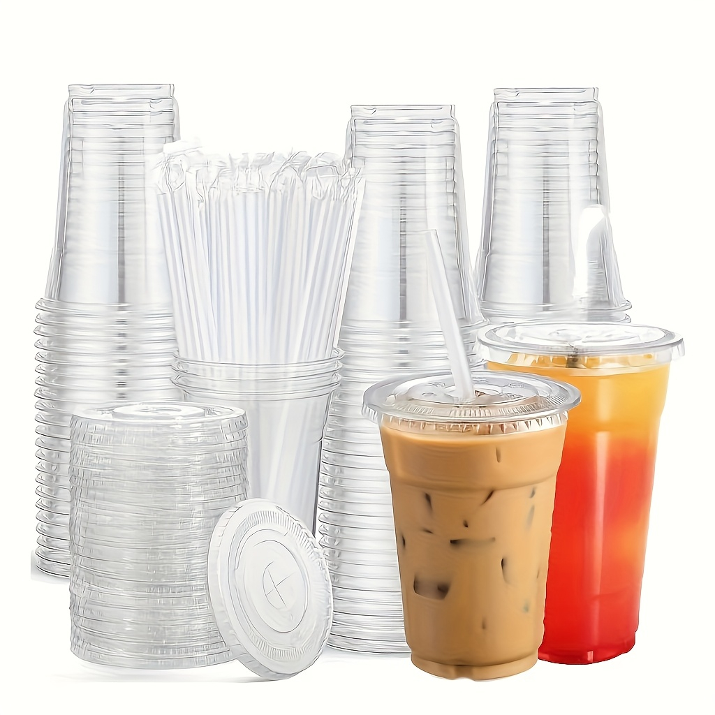 Event & Party Supply Photos - Gelas plastik transparan dengan tutup datar