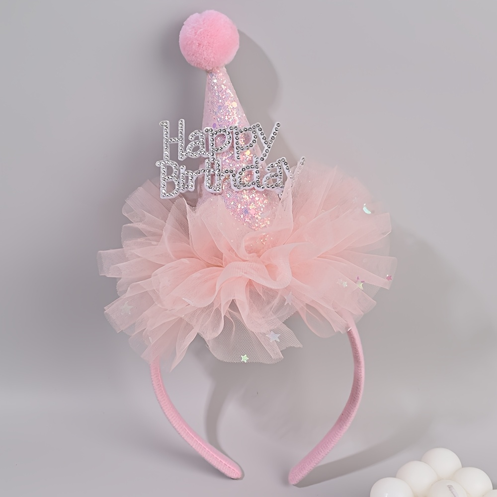 Party Hat Cone - Bando Rambut Bertabur Rhinestone Bertema Ulang
