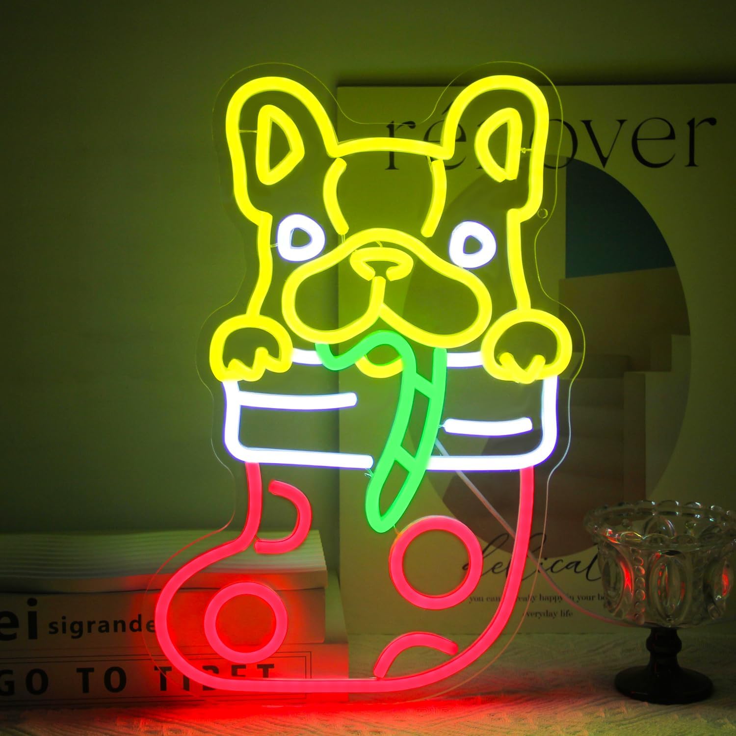 Neon Sign Party - Lampu Neon LED berbentuk Anjing Bulldog