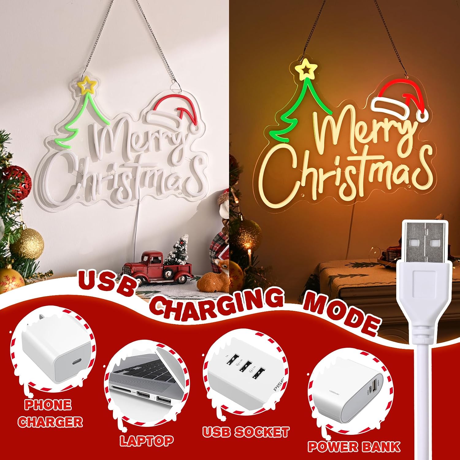 Lampu Neon Bertema Natal, Dite - Neon Sign Party ulasan dan harga