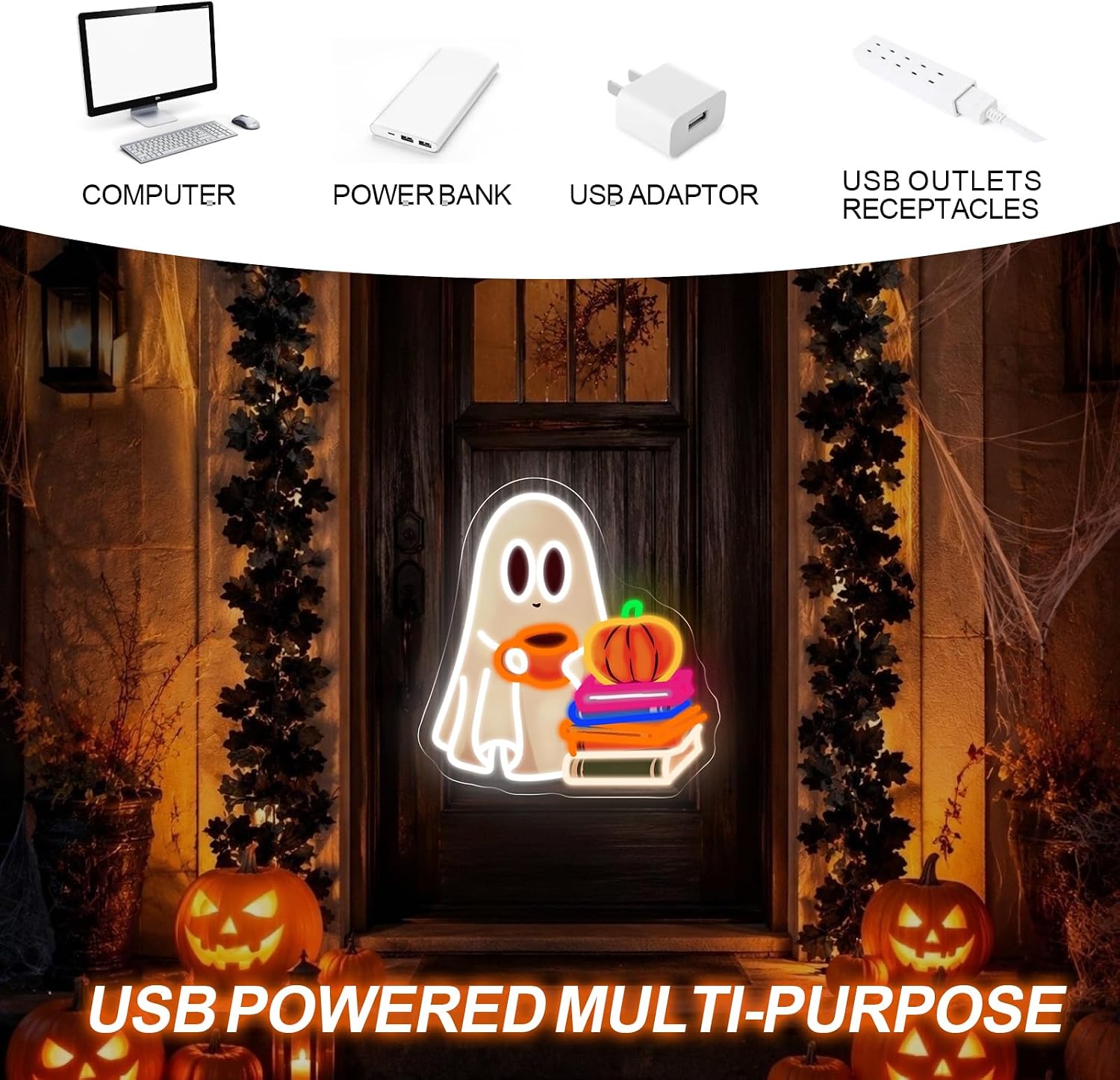 Lampu Neon LED Bentuk Hantu Lu - Neon Sign Party ulasan dan harga